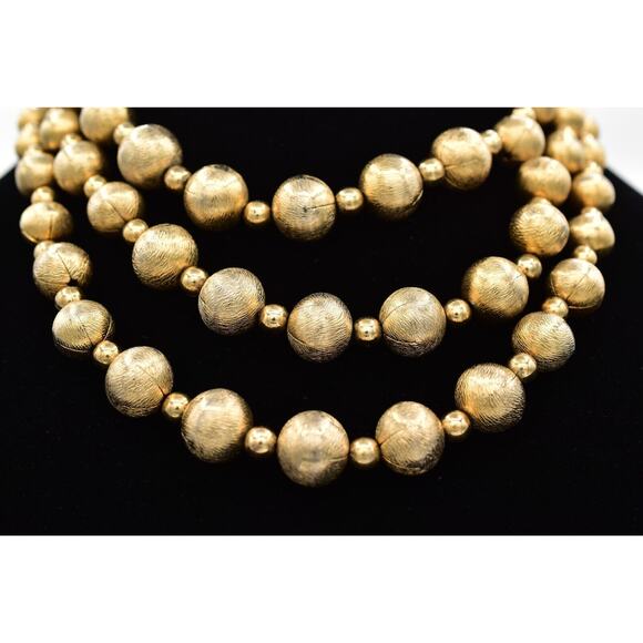 Coro Multi-Layered Beaded Collar Necklace Gold Tone Chunky Signed 1950s BinBM - Picture 4 of 16